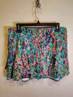 Dona Jo Colorful Print Tiered Ruffle Soar Skirt Skort 3 (XL) Pickleball Tennis